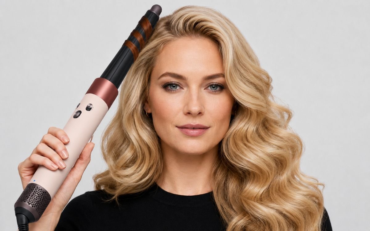 Soft, glossy waves styled with the Vellora multi-styler